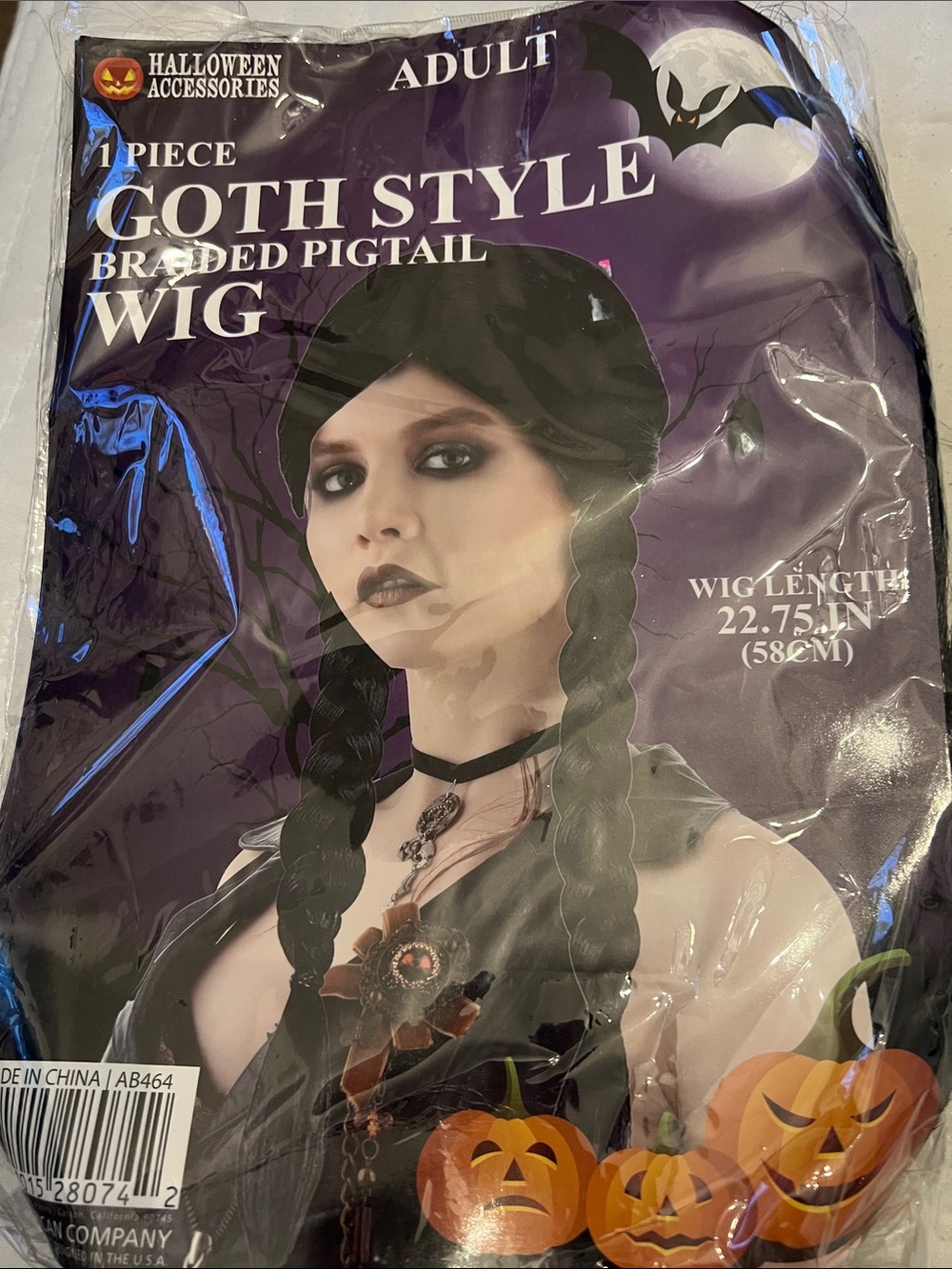 Goth Style Braided Pigtail Wig - Black